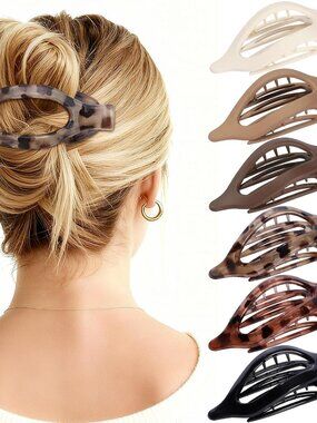 Flat Hair Clips for Women - 6 PCS French Flat Claw Clips Medium Hair Clips for G